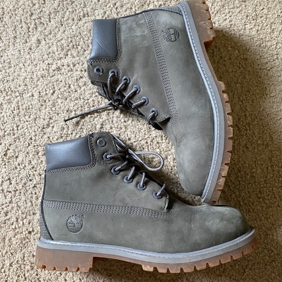 grey timberlands junior